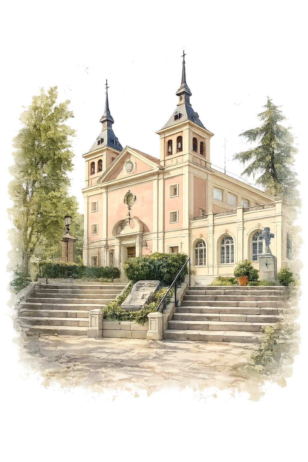 Ilustración acuarela de la Real Basílica de Atocha