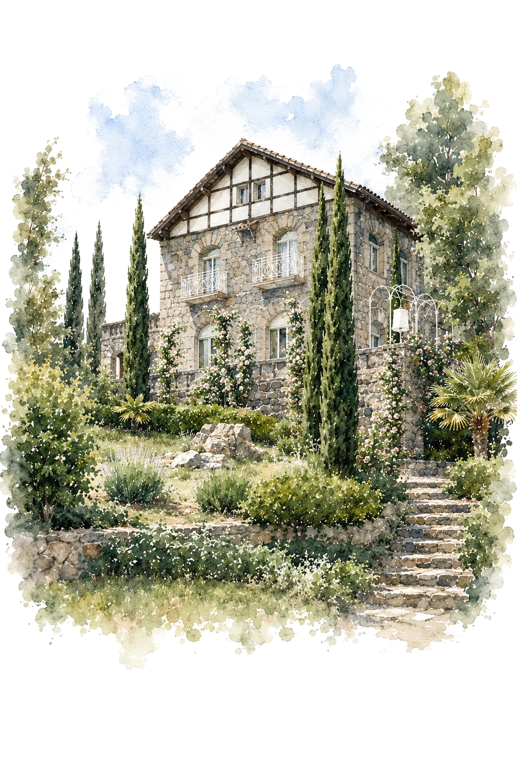 Ilustración acuarela de La Finca de San Antonio